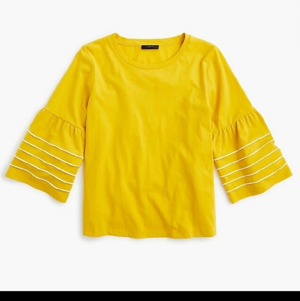 J. Crew Bell-Sleeve Top with White Piping